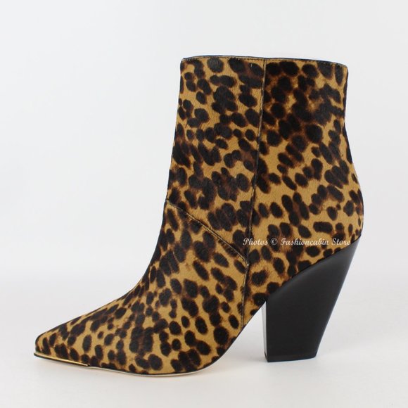 New Tory Burch Genuine Calf Hair Leopard Boots Vintage Inspired Blocked Heel